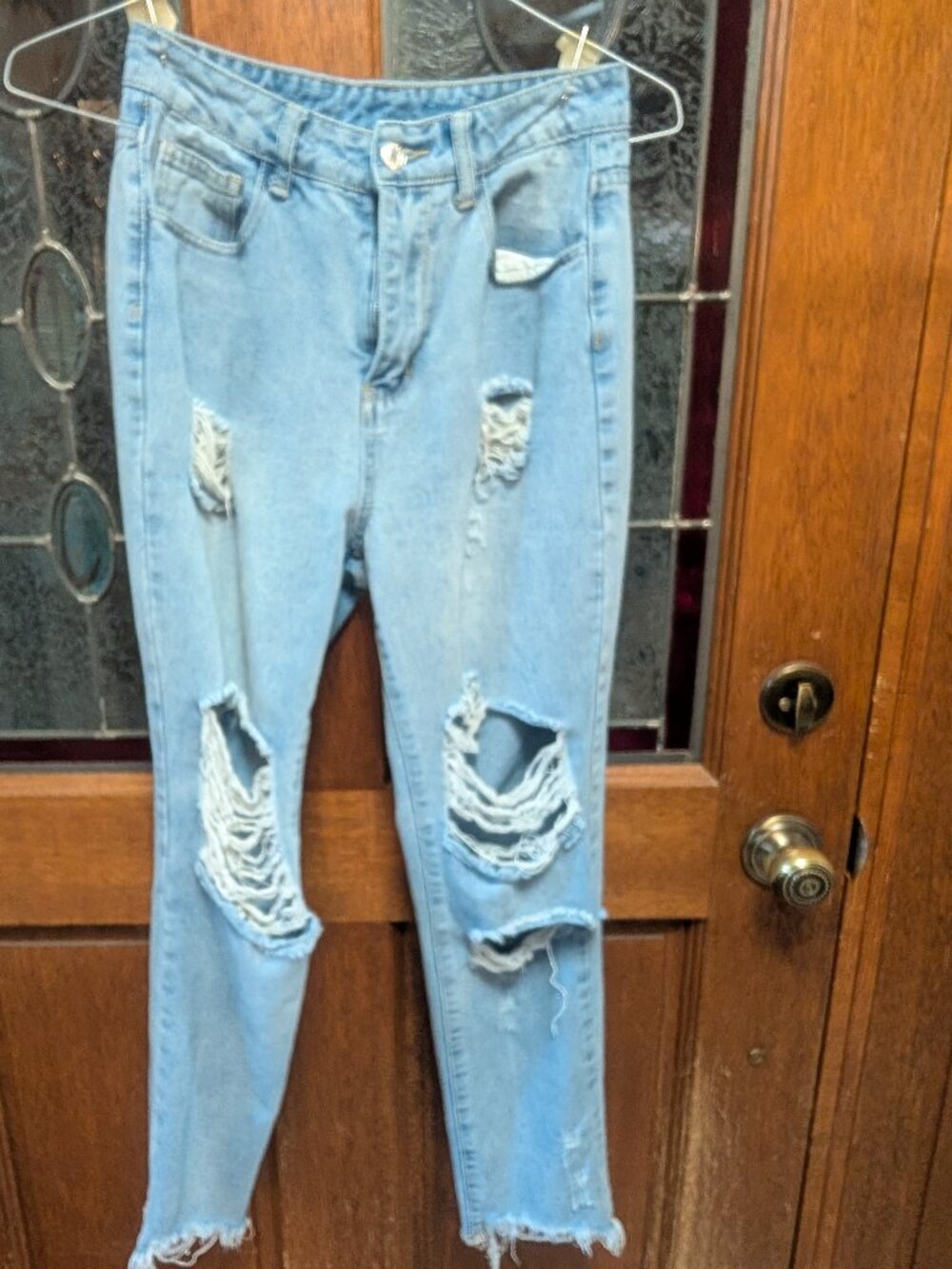 Womens distressed jeans, size Small